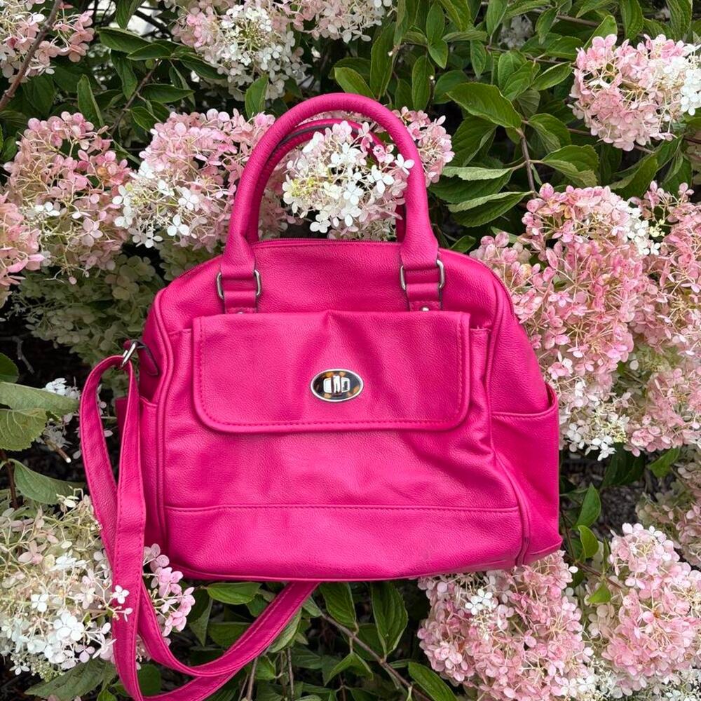 Y2k hot pink leather handbag/purse